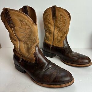 Classic Two-Tone Men’s Western Cowboy Boots - Brown & Tan